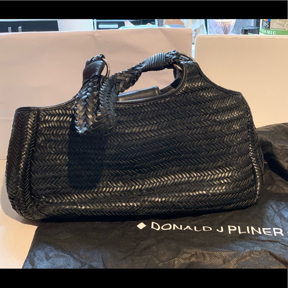 Donald J Pliner Black Leather Tote Shoulder Bag